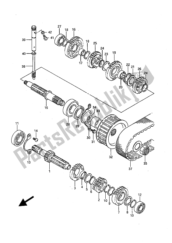 All parts for the Transmission (e1) of the Suzuki LS 650P Savage 1991