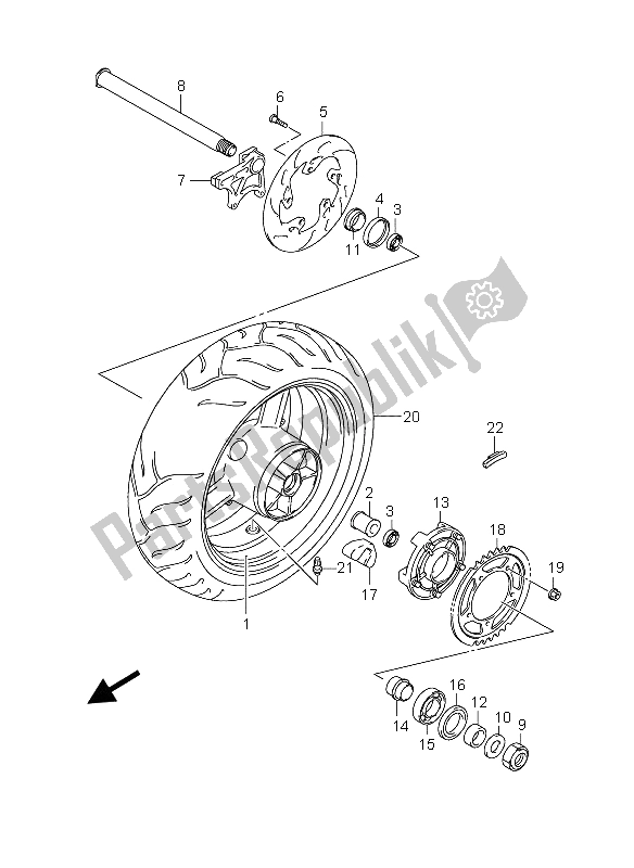 All parts for the Rear Wheel (gsx-r600x) of the Suzuki GSX R 600X 2005