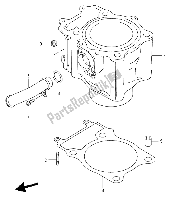 All parts for the Cylinder of the Suzuki LT A 500F Quadmaster 2000