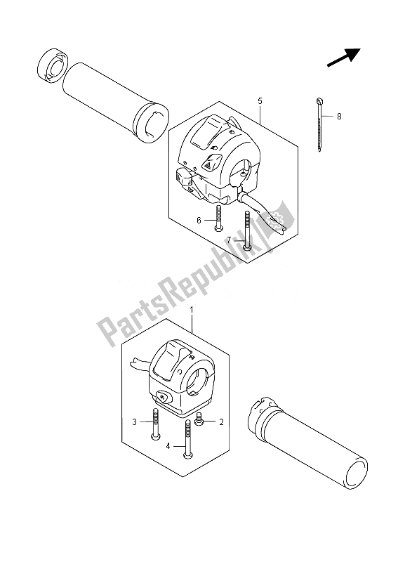 All parts for the Handle Switch of the Suzuki VZ 800 Intruder 2014