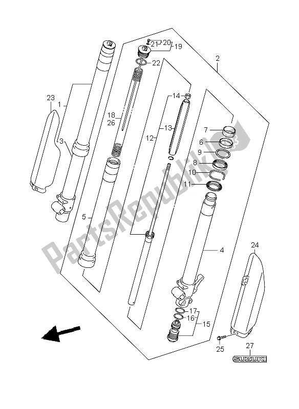 All parts for the Front Fork Damper of the Suzuki RM 85 SW LW 2007