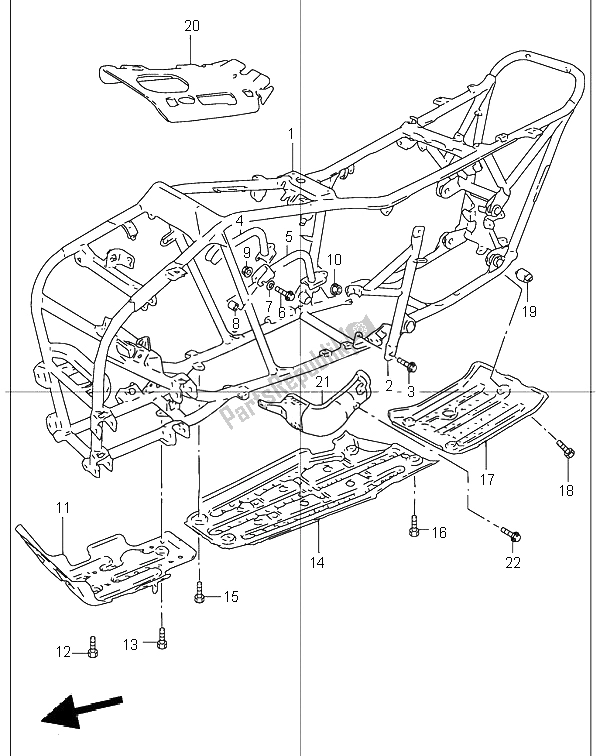 Todas as partes de Quadro, Armação do Suzuki LT F 300F Kingquad 4X4 2001
