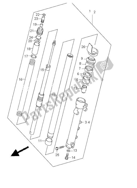 All parts for the Front Damper (gsf1200s-sz) of the Suzuki GSF 1200 Nszsz Bandit 2005