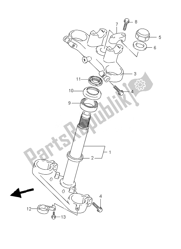 All parts for the Front Fork Bracket of the Suzuki RM 85 SW LW 2007