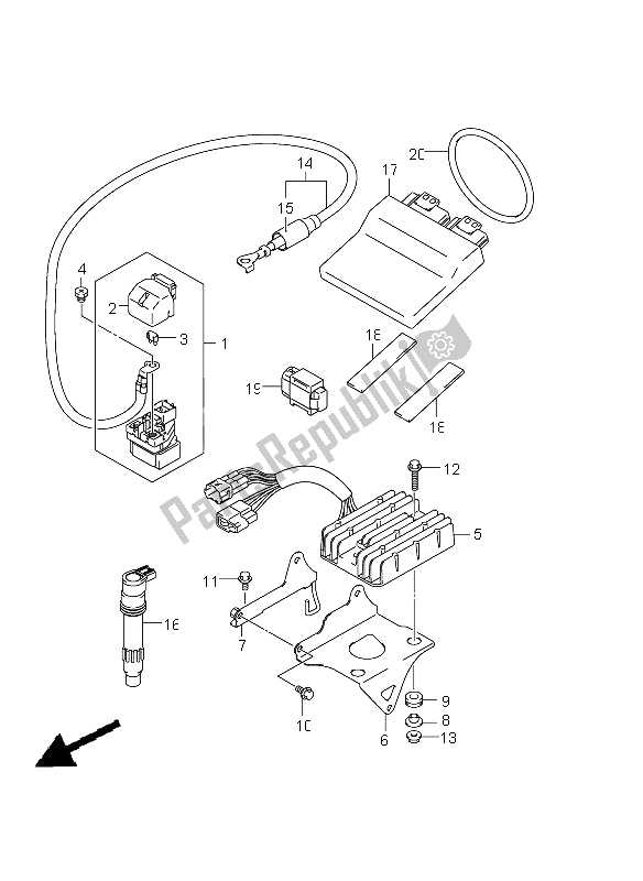 Tutte le parti per il Elettrico (gsx650f E24) del Suzuki GSX 650 FA 2011