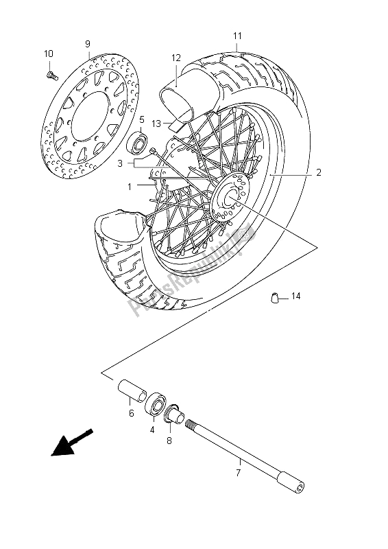 All parts for the Front Wheel (vl800ue E19) of the Suzuki C 800 VL Intruder 2012