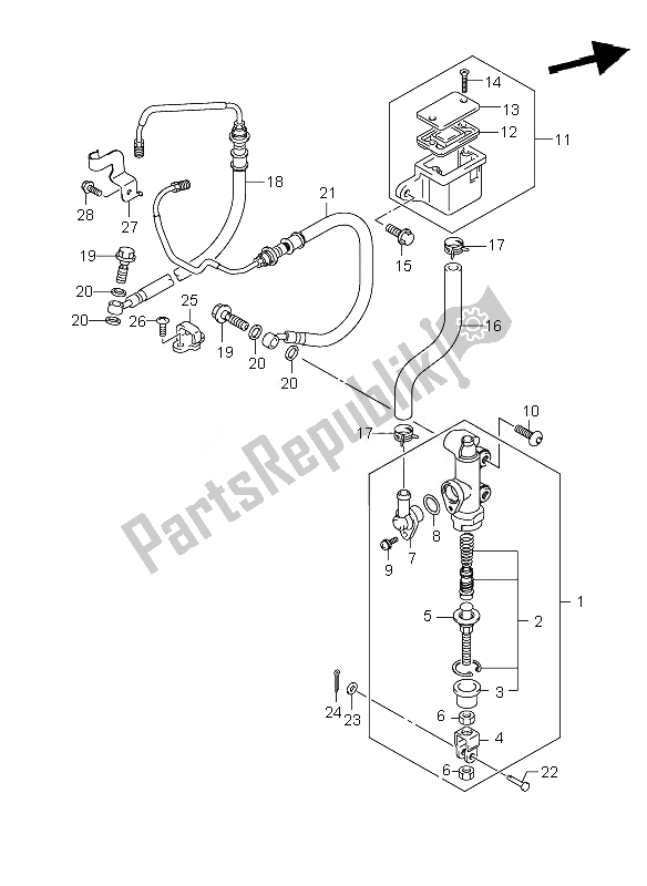 All parts for the Rear Master Cylinder (gsf1250sa) of the Suzuki GSF 1250 SA Bandit 2010