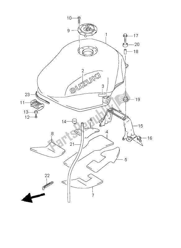 Tutte le parti per il Serbatoio Di Carburante del Suzuki GSX 750F 2003