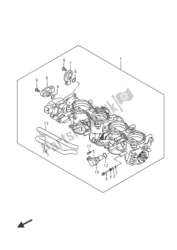 All parts for the Throttle Body of the Suzuki GSX R 750 2016