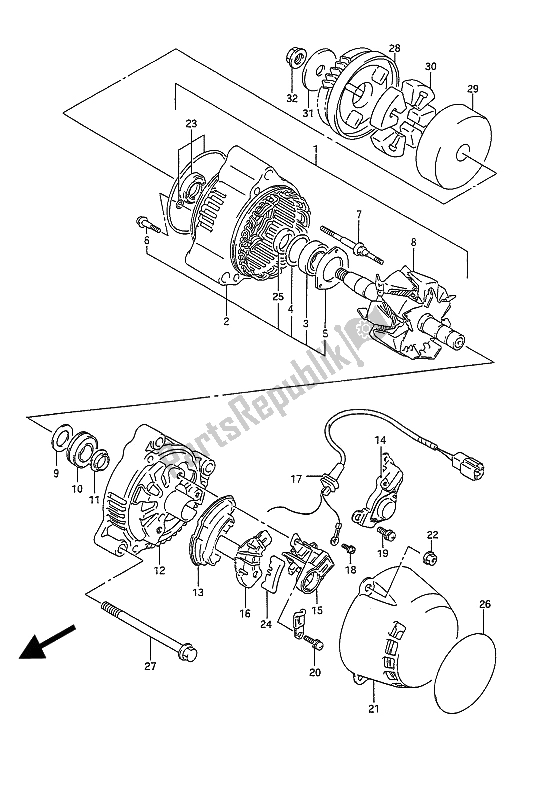 Toutes les pièces pour le Alternateur du Suzuki GSX 1100G 1994
