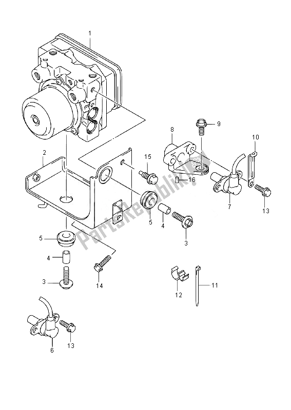 Alle onderdelen voor de Hydraulische Eenheid (an400 E19) van de Suzuki Burgman AN 400 AZA 2014