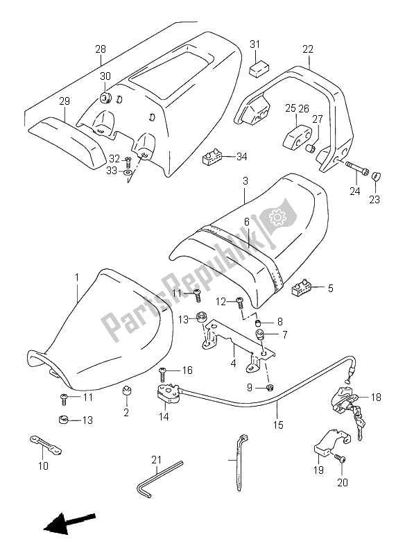 Tutte le parti per il Posto A Sedere del Suzuki GSX R 1100W 1996