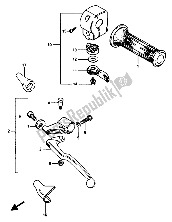 All parts for the Left Handle Switch of the Suzuki GSX 1100 Esef 1150 EF 1986