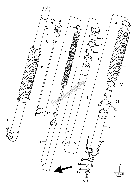 All parts for the Front Fork Damper (dr-z400-e) of the Suzuki DR Z 400E 2000