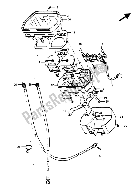 All parts for the Speedometer & Tachometer of the Suzuki RG 125 CUC Gamma 1986