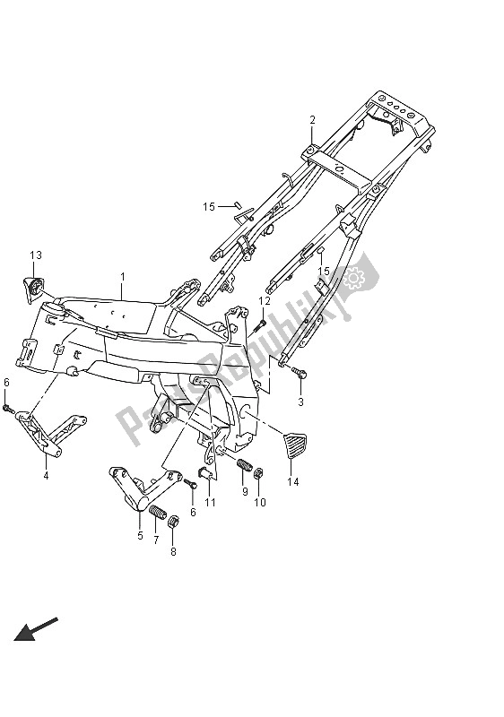 All parts for the Frame (dl650xaue) of the Suzuki DL 650 AXT V Strom 2016