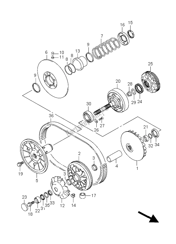 Toutes les pièces pour le Transmission (1) du Suzuki LT A 450X Kingquad 4X4 Limited 2008