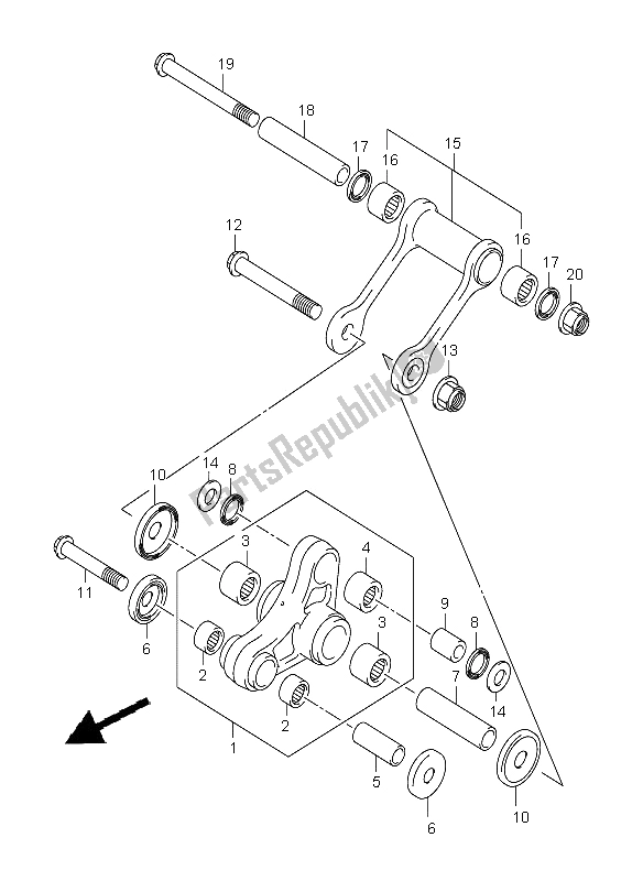 Toutes les pièces pour le Levier De Coussin Arrière du Suzuki DR Z 125 SW LW 2006