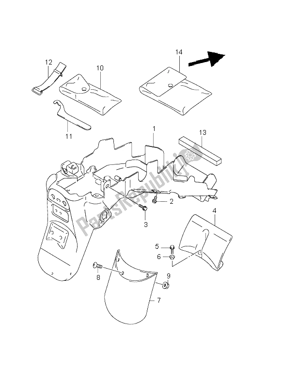 All parts for the Rear Fender (e18) of the Suzuki SV 650 NS 1999