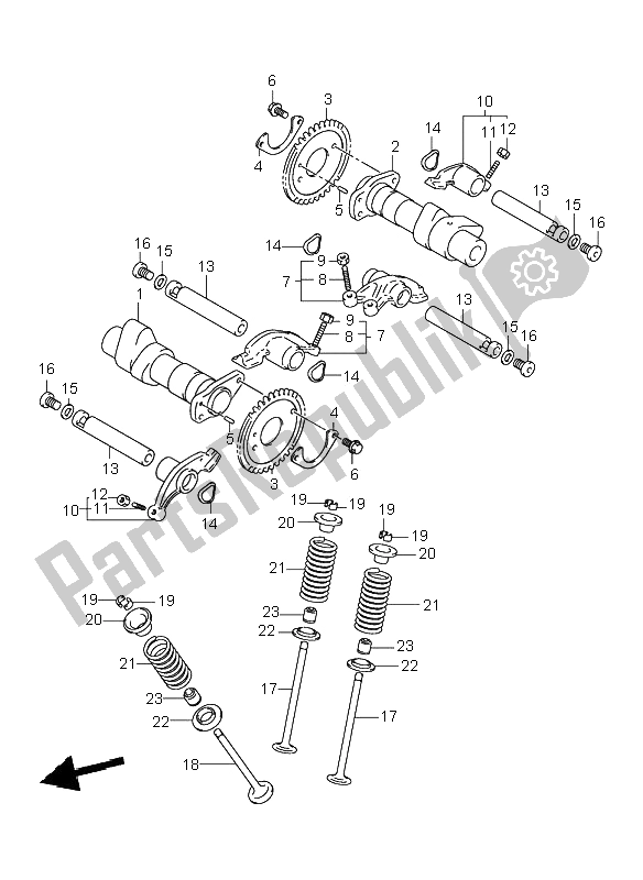 Todas las partes para árbol De Levas Y Válvula de Suzuki VL 125 Intruder 2000