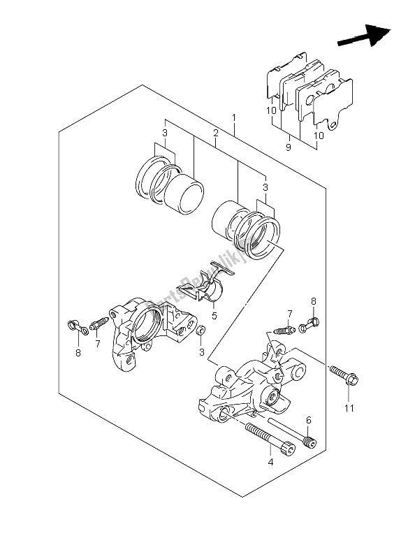 All parts for the Rear Caliper of the Suzuki GSX 1400 2006