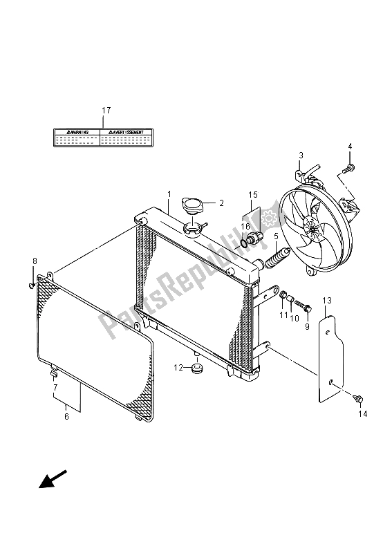 All parts for the Radiator of the Suzuki LT A 500 XPZ Kingquad AXI 4X4 2015