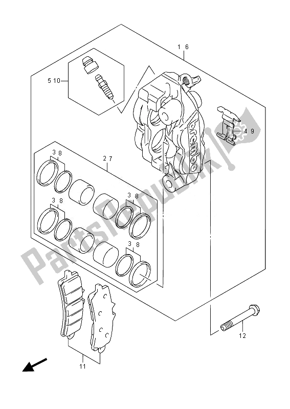 Tutte le parti per il Pinza Anteriore del Suzuki GSX R 600 2014