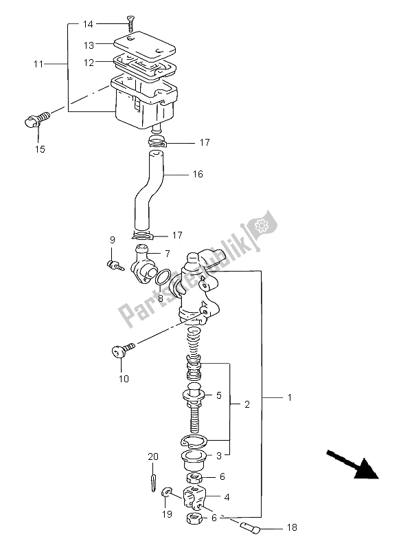 All parts for the Rear Master Cylinder (gsf1200sa) of the Suzuki GSF 1200 Nssa Bandit 1997