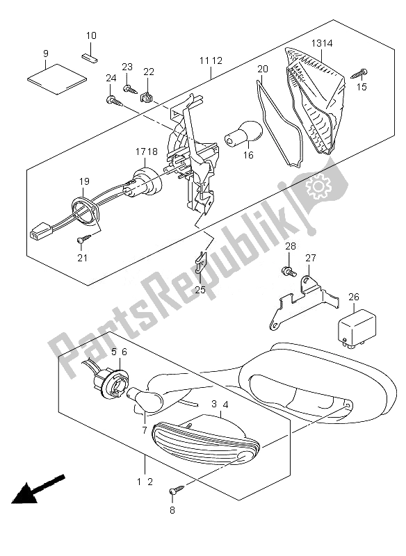 All parts for the Turnsignal Lamp of the Suzuki GSX R 1000Z 2010