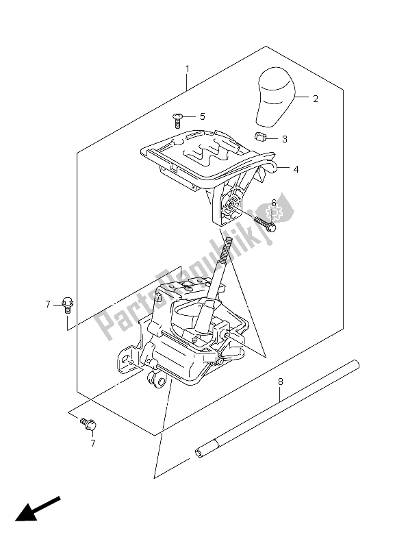 All parts for the Shift Lever of the Suzuki LT A 450 XZ Kingquad 4X4 2009