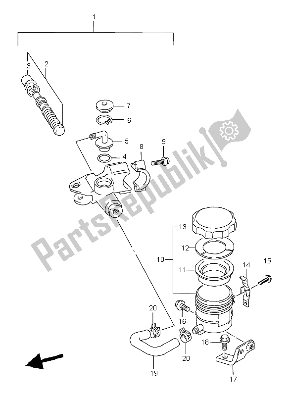 All parts for the Front Master Cylinder of the Suzuki TL 1000R 2000