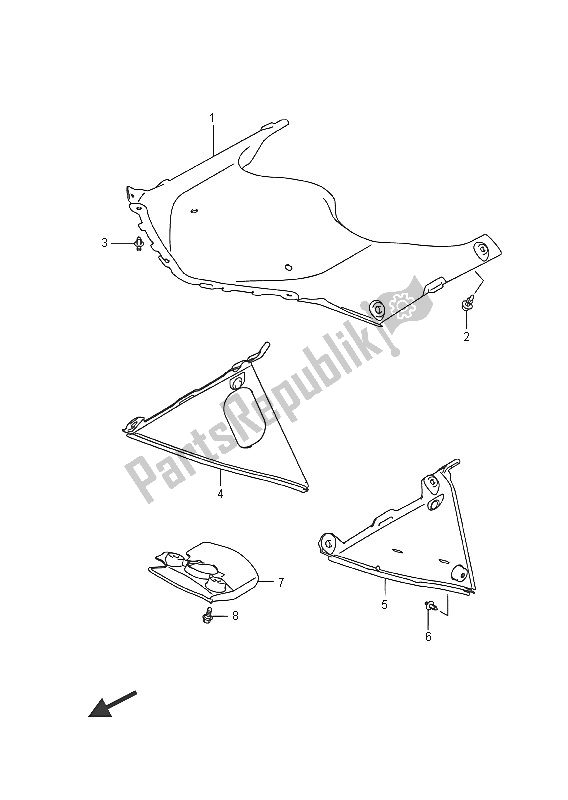 All parts for the Inner Cowling of the Suzuki GSX R 600 2016