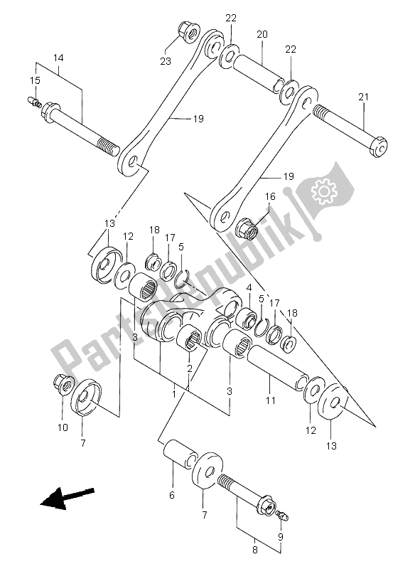 Toutes les pièces pour le Levier De Coussin Arrière du Suzuki DR 350 SE 1999