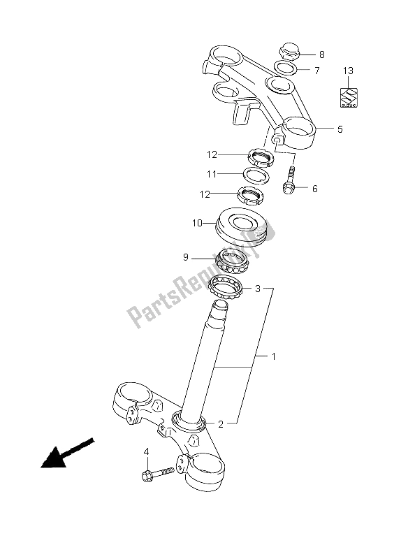 All parts for the Steering Stem (sv650s-su-sa-sua) of the Suzuki SV 650 Nsnasa 2008