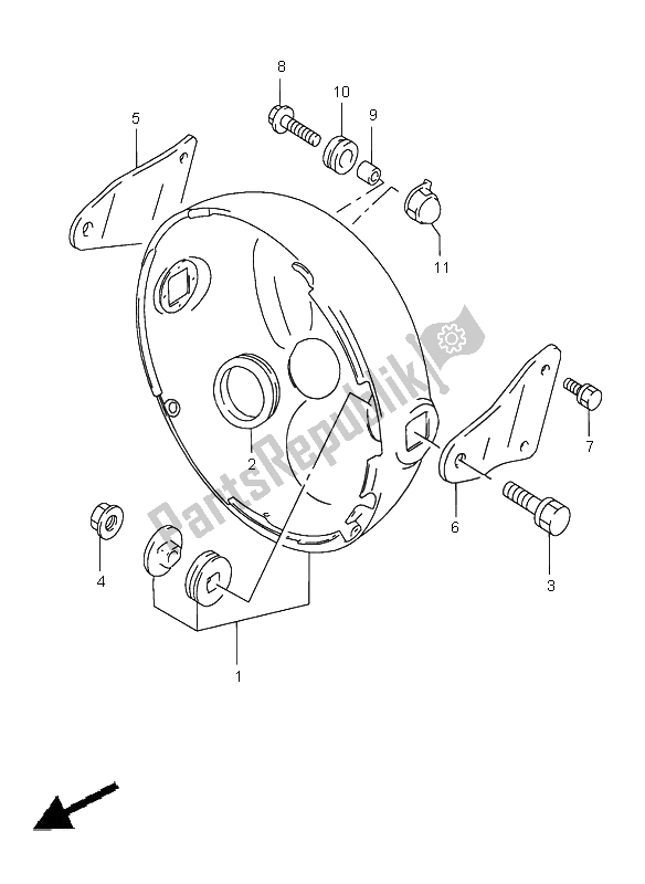 All parts for the Headlamp Housing of the Suzuki GS 500H 2001