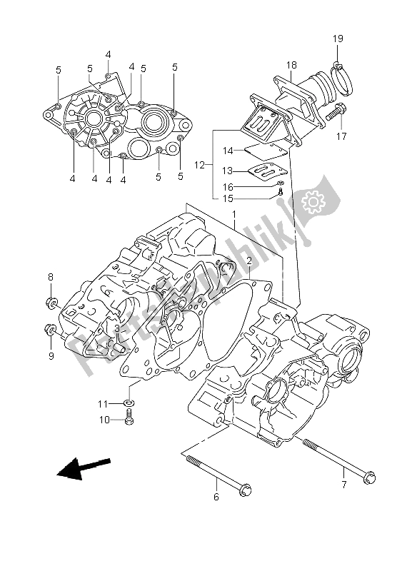 All parts for the Crankcase of the Suzuki RM 85 SW LW 2009