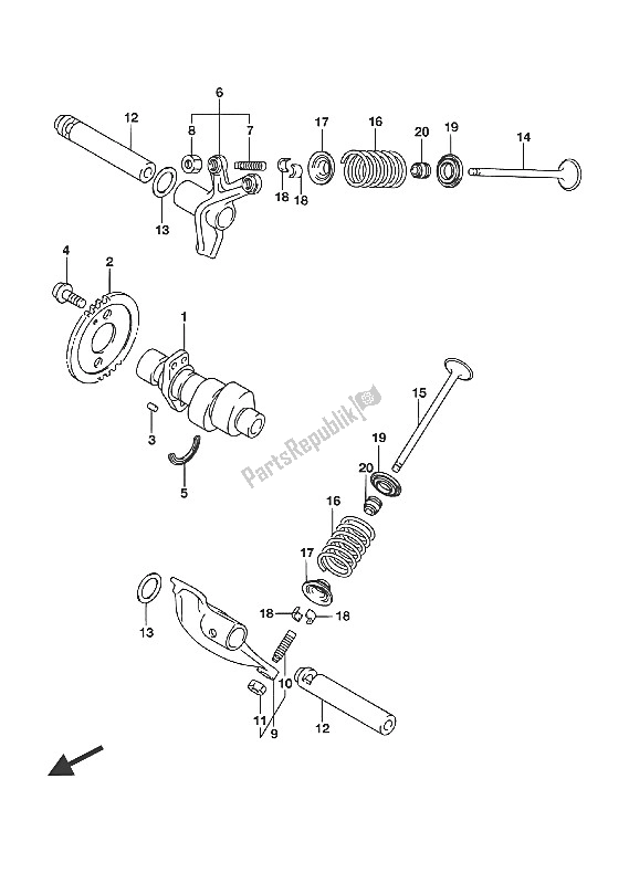 Tutte le parti per il Albero A Camme E Valvola del Suzuki UH 125A Burgman 2016