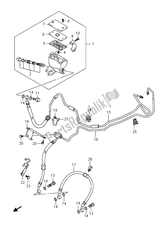 Toutes les pièces pour le Flexible De Frein Avant (gsx1300ra E02) du Suzuki GSX 1300 RA Hayabusa 2014