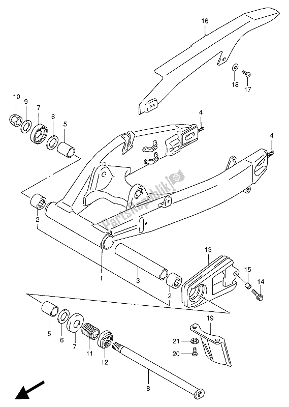 Tutte le parti per il Braccio Oscillante Posteriore del Suzuki GSX R 1100W 1993