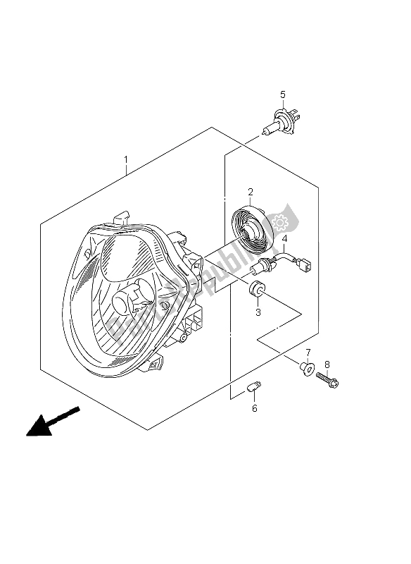 All parts for the Headlamp (gsf1250a E21) of the Suzuki GSF 1250A Bandit 2011