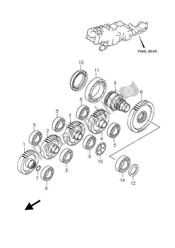 All parts for the Final Gear of the Suzuki AN 650A Burgman Executive 2007