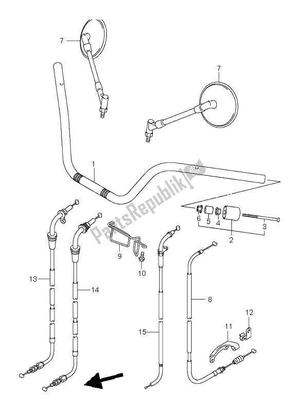 Tutte le parti per il Manubrio del Suzuki VL 125 Intruder 2002