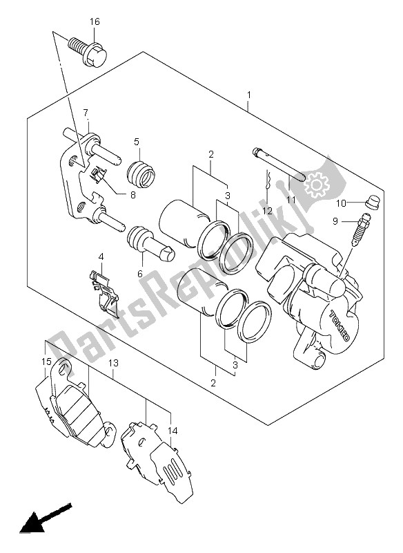 All parts for the Front Caliper of the Suzuki DL 1000 V Strom 2003