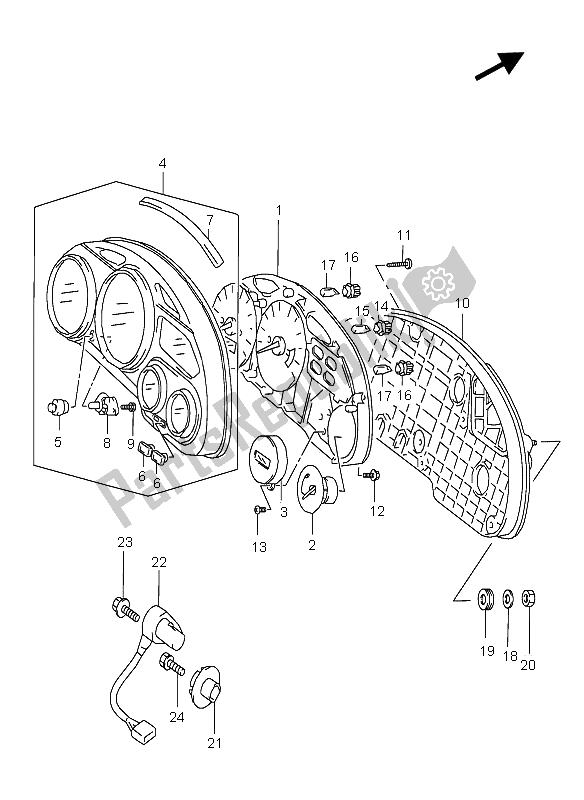 All parts for the Speedometer of the Suzuki GSX 600F 2005