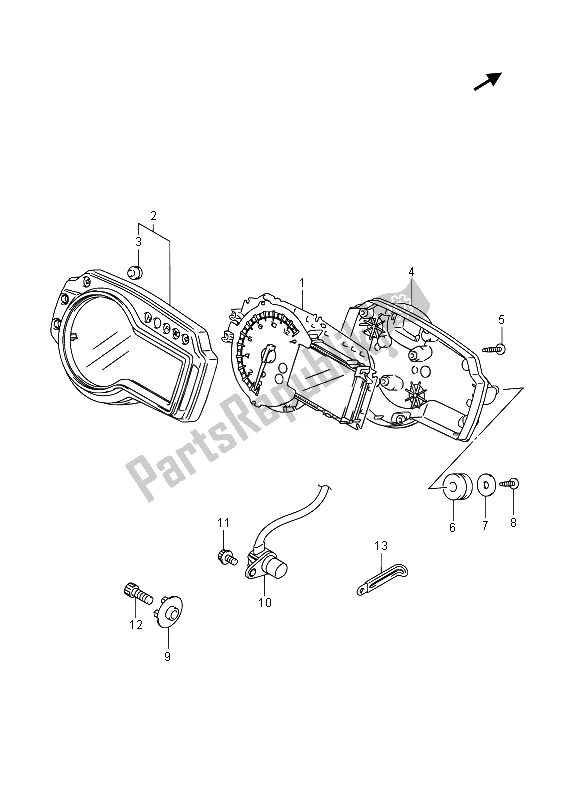 All parts for the Speedometer (gsr750aue) of the Suzuki GSR 750A 2014