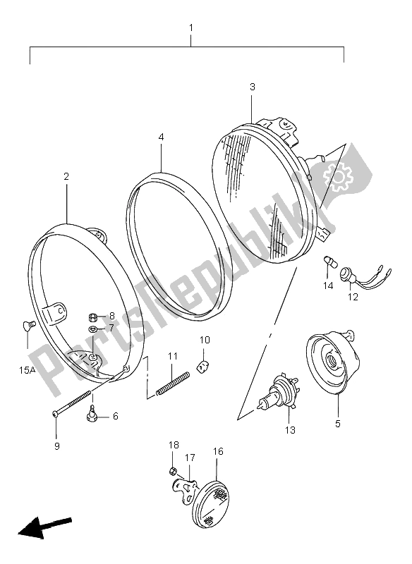 Tutte le parti per il Faro del Suzuki GSF 600N Bandit 1997