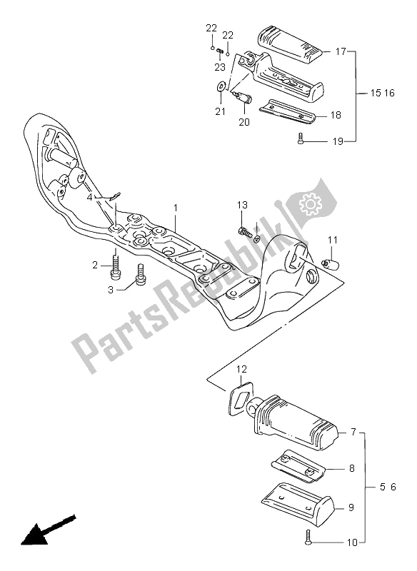 Todas las partes para Reposapiés de Suzuki VS 1400 Intruder 1999