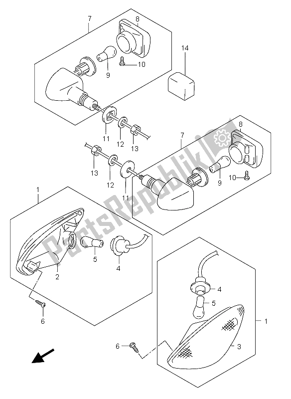 Tutte le parti per il Indicatore Di Direzione del Suzuki GSX 750F 2004