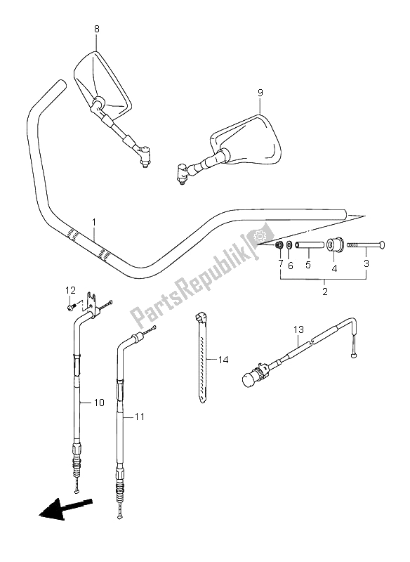 All parts for the Handlebar of the Suzuki VL 1500 Intruder LC 2000