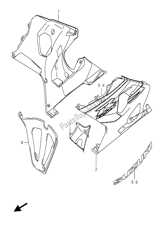 Tutte le parti per il Sotto Il Cofano (gsx-r750) del Suzuki GSX R 750X 2005